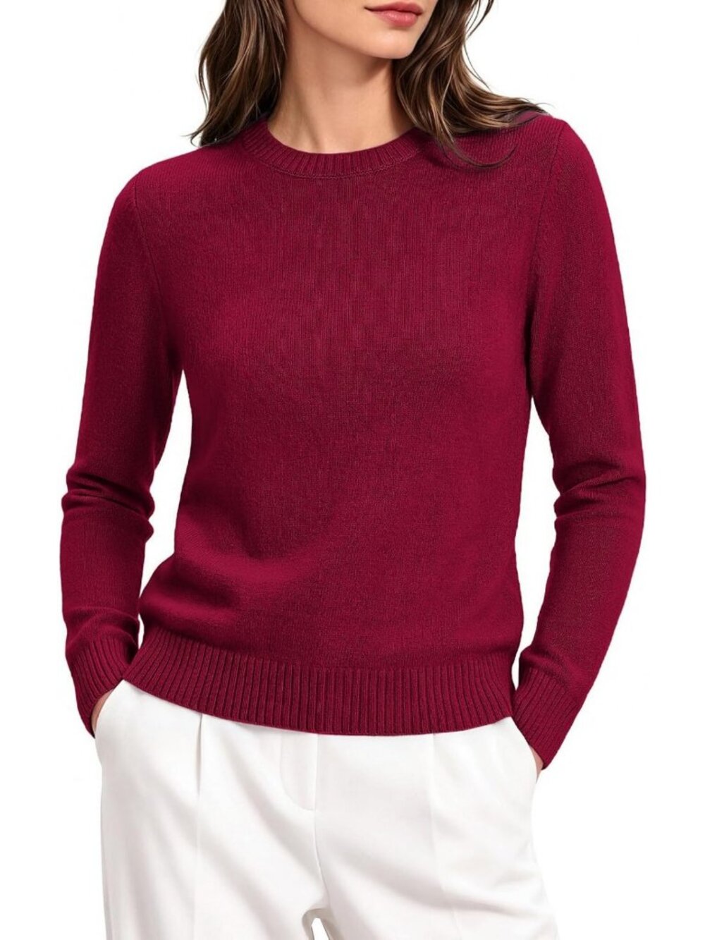 Cozy Cashmere Crewneck Sweater for Women | Merino Wool Fall Fashion Top